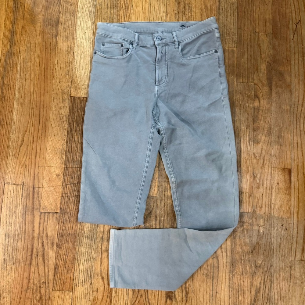 Faherty Brand Mens Stretch Terry 5-Pocket Pants Grey Size 31x32 Knit Straight